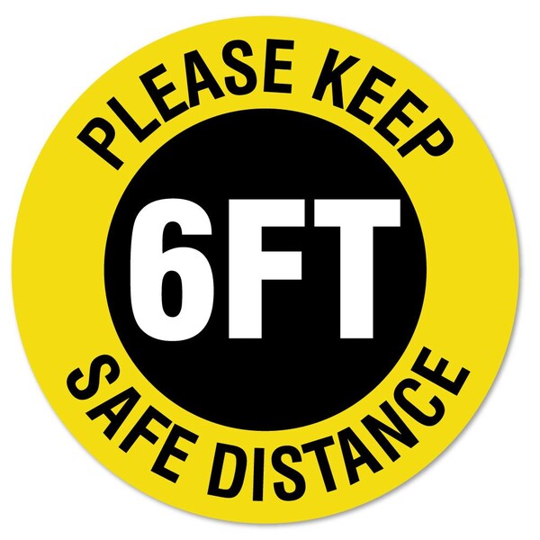 Signmission Please Keep Safe Distance Non-Slip Floor Graphic, 16in Vinyl, 3PK, 16 in L, 16 in H, C-16-3PK-99976 FD-C-16-3PK-99976 - main